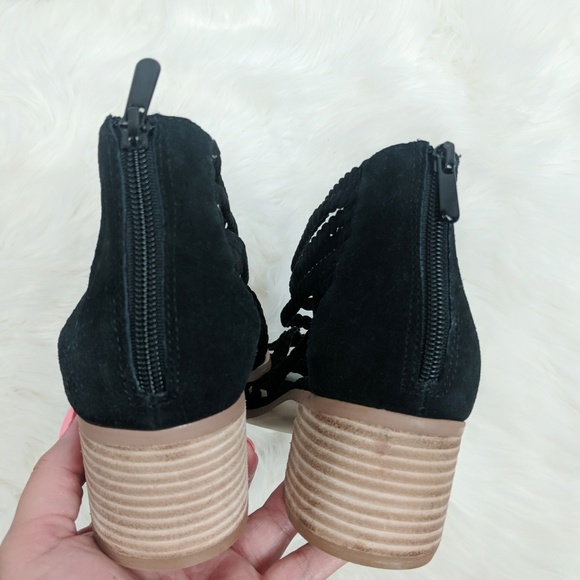 New! Torrid Black Real Suede Braided Strap Block H - Picture 6 of 8